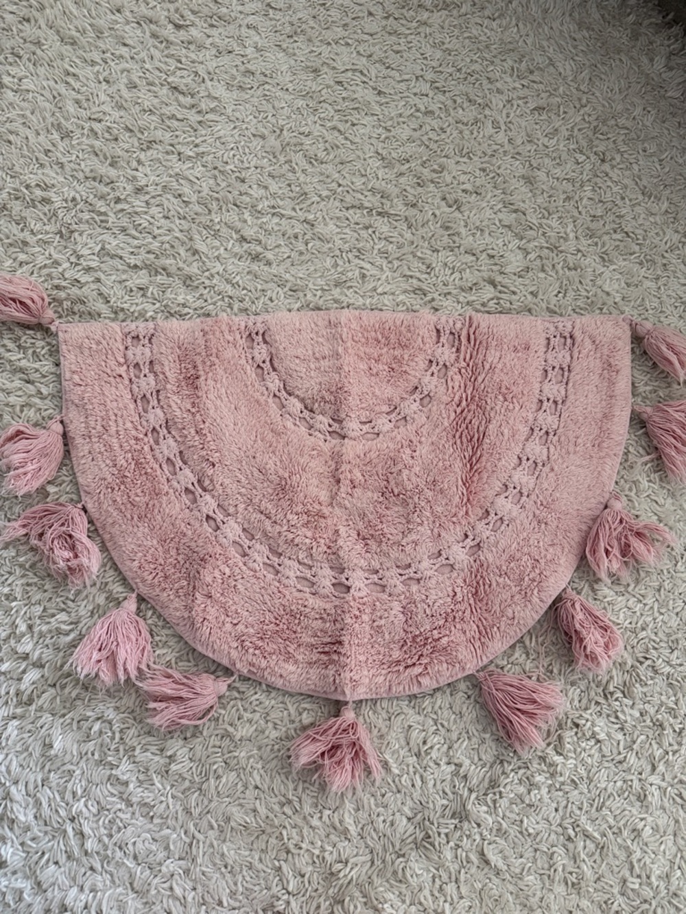 Blush Pink Tassel Bath Mat / Rug